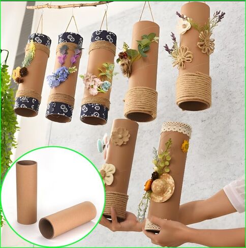 35 PCS أنابيب من الورق المقوى البني للحرف اليدوية ، أنابيب لفائف الحرف اليدوية السميكة لفة ورق التواليت الفارغة للحرف ، لفائف ورق الصياغة DIY للفصول الدراسية والمشاريع الفنية (3 أحجام) in Kuwait