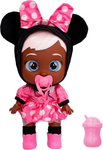 Cry Babies Disney Nurturing Baby Doll Inspired by Minnie Mouse, Dressed Up in The Iconic Pink Dress and Cries Real Tears for Kids Age 18 Months and Up in Saudi Arabia