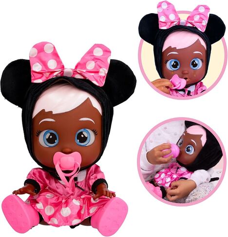 Cry Babies Disney Nurturing Baby Doll Inspired by Minnie Mouse, Dressed Up in The Iconic Pink Dress and Cries Real Tears for Kids Age 18 Months and Up in Saudi Arabia