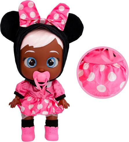Cry Babies Disney Nurturing Baby Doll Inspired by Minnie Mouse, Dressed Up in The Iconic Pink Dress and Cries Real Tears for Kids Age 18 Months and Up in Saudi Arabia