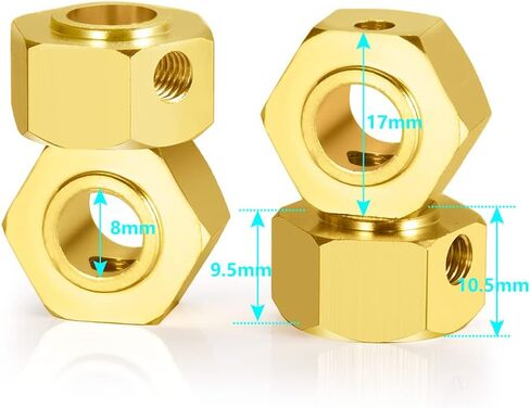 4PCS Brass Wheel Hub Hex Adapter 9.5mm(+2mm) for 1/6 Axial SCX6 AXI05000 RC Crawler Car in Kuwait