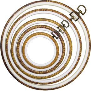 5pcs Round Embroidery Hoops with Different Sizes - Display Cross Stitch Hoop Frames Imitated Wood, Decorative Embroidery Hoop Ring for Hanging Sewing Needlepoint Projects