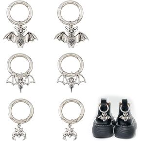 SUPERFINDINGS Boot Shoe Charms Tibetan Style Charms Rings Hanging Ornaments Snake Sun Bats Knives Skull Moth Star Charms for Shoes Bag Purse