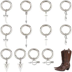 SUPERFINDINGS Boot Shoe Charms Tibetan Style Charms Rings Hanging Ornaments Snake Sun Bats Knives Skull Moth Star Charms for Shoes Bag Purse