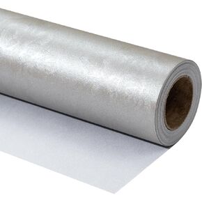 RUSPEPA Silver Pearly Luster Wrapping Paper with Large Embossed Rose - Mini Roll - Perfect for Wedding, Holiday and More - 17 Inches X 32.8 Feet