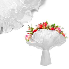 4 Yards Flower Wrapping Mesh Paper,White Bouquet Wrapping Paper Floral Wrapping Mesh Paper for Valentines Birthday Anniversary Packaging