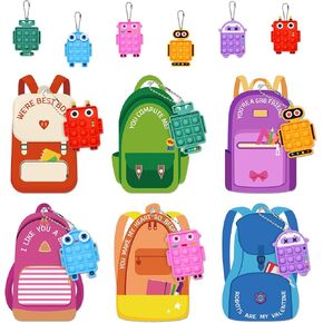 24 Pack Valentines Day Cards Gifts for Kids School Classroom, Pop Fidget Keychains Valentines for Kids Class Prizes Robot Valentines Boys Girls Valentines Day Party Favors Treats Goodie Bag Stuffers