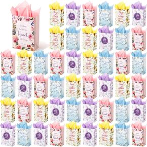 24 PCS الكتاب المقدس هدايا الورق الأكياس الفراشات الحزب لصالح النساء مع الأنسجة صغيرة عباد الشمس غودي الحقائب مع مقابض هدايا معمودية لطيفة للفتيات النساء الأداء هدية عيد ميلاد الزفاف هدية