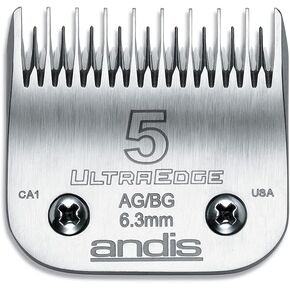 Andis Carbon Infused Steel UltraEdge Dog Clipper Blade, Size-5 Skip Tooth, 1/4-Inch Cut Length (64079),Chrome