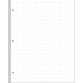 3-Hole Dotted Paper Refills, Letter Size 100Sheets / 200Pages Loose-Leaf Paper, 100gsm, White, 8.5'' x 11''