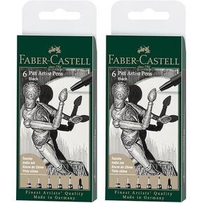 Faber-Castell Art & Graphic Pitt Artist Pen India Ink Pen, Black, Wallet Of 6, For Art, Craft, Drawing, Sketching, Home, School, University, Colouring