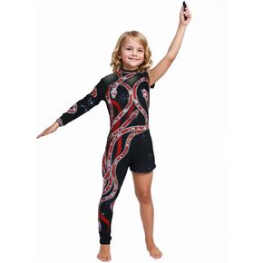Girls Red Snake Jumpsuit Kids One-Legged Leotard Concert Outfit Halloween Costume
