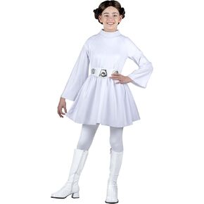 Star Wars Princess Leia Official Youth Halloween Costume - Hooded Dress with Belt and Wig