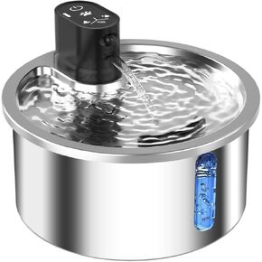 Wireless Cat Water Fountain Stainless Steel Automatic Pet Water Dispenser 4000mAh Battery Operated 3.2L/108oz Large Capacity Water Fountains for Cats Dogs