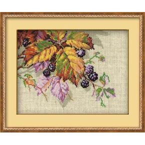 RIOLIS 990 - Blackberries - Counted Cross Stitch Kit 10¼" x 7¾" 14 Colors Zweigart 15 ct. Flaxen AIDA