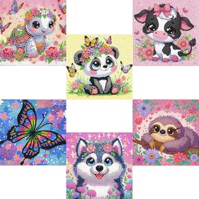 ZQEATRY 6 Pack Diamond Painting for Kids,Animals Diamond Art Kits for Kids Arts and Crafts for Kids Ages 8-12 Kids' Mosaic Kits DIY Paint by Number Diamond Dots for Home Wall Decor 6 X 6Inch