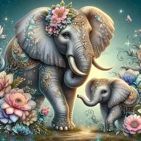 Anuver Elephant Diamond Painting Kits for Adults, 5D DIY Diamond Art Kits for Beginners, Full Drill Diamond Painting Kits for Home Wall Decor, 12x12 Inch