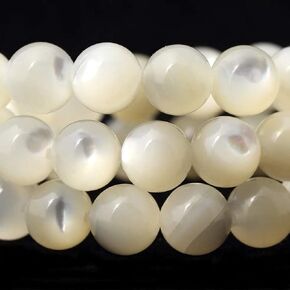 ABCGEMS Pacific-Ocean Pearly-White Spiral Troca Shell Beads AKA Trochus Shell (Gorgeous Thick Nacre with a Radiant Sheen- Exquisite Luster) Natural Organic Mother of Pearl MOP Smooth Round 4mm Tiny