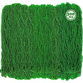 500 PCS Mardi Gras Beads, 33" Beaded Necklaces, Green St Patricks Day Accessories, Christmas Bead Necklace, Parade Throws Bulk Party Favors Supplies Decor for Wedding Birthday Pirate