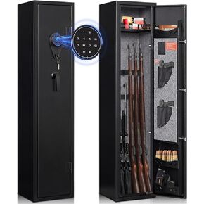 5 Gun Safe,Gun Safe for Rifles and Pistols,Electronic Rifle safe,Gun Cabinet for Home Rifle and Pistols,Gun Cabinet with Removable Shelf and Gun Rack (5-gun safe assembled)