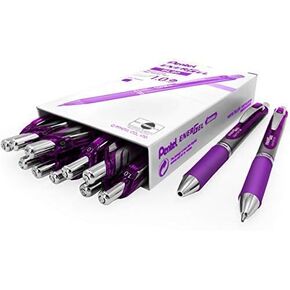 Energel BL80 Retractable Liquid Gel Ink Rollerball Pen - 1.0mm - Violet - Pack of 12 + 2