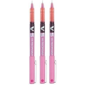 Pilot BX V5 Pink Hi-Tecpoint Extra Fine Rollerball Pen 0.5mm Nib Tip 0.3mm Line Width (Pack of 3)