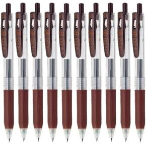 Zebra Sarasa Clip 0.3 Retractable Gel Ink Pen, Rubber Grip, 0.3mm, Brown Ink, Value Set of 10