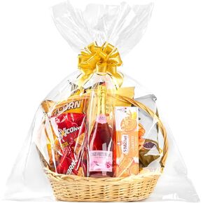 Ohuimrt Extra Large Cellophane Bags 40 x 50 Inch, 6 PCS Clear Cellophane Gift Bags 3 Mil Thick Jumbo Cellophane Wrap for Gift Baskets