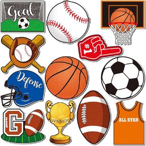 12 Pieces Sports Locker Magnets Stickers Sports Fridge Magnets for Soccer Basketball Football Baseball Whiteboard Car Bumper Party Decorations for Home Office Kitchen
