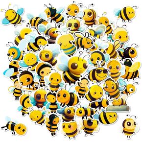 Cute Bee Stickers - 50PCS Pack, Cartoon Animal Stickers for Kids, Teens & Adults, Waterproof Vinyl Decals for Water Bottles, Scrapbook, Luggage