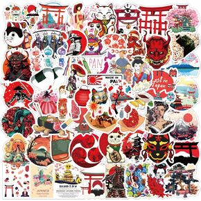 Japanese Stickers 61pcs Work Decals Aesthetic Waterproof Vinyl Pack Stickers for Water Bottle Laptop Adults Phone Skateboard DIY Decorative Supplies Activities Party