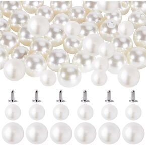 GORGECRAFT 1 Box 200 Set 2 Size Pearl Rivets Studs Black Round Plastic Pearls Buttons Stud with Pins Kit for Clothing Hat Bags Shoe Embellishments DIY Knitting Sewing Crafts Jewelry Making Supplies