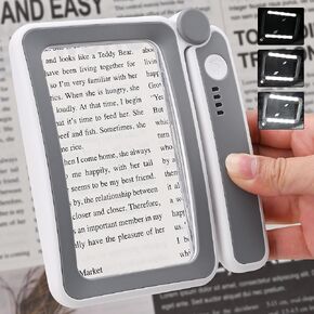 4X Magnifying Glass with Light for Reading, Large LED Page Magnifier for Reading, Magnifier with Light, Eye Candy Magnifier Perfect for Small Prints, Aging Eyes