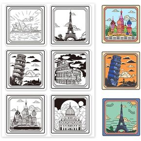 PH PandaHall House Clear Stamps City Building Transparent Silicone Stamps Castles Tower Sailing Ship Rubber Stamp for DIY Scrapbooking Photo Album Decorative Cards Making 6.3x4.3 inches