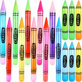 16 Pcs Inflatable Crayons Set Includes 10 Pcs 41 Inch Jumbo Inflatable Crayons and 6 Pcs 22 Inch Blow Up Crayons Prop for School Classroom Birthday Party Decorations