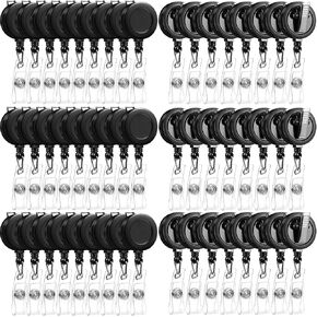 150 Pcs Black Retractable Badge Reels Bulk Holders Reels Clip with Alligator Swivel Clip by Specialist ID for School Office Supplies