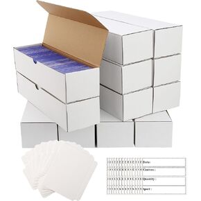 Top Loader Box 4-Pack-3200 Count/Sports Card Box with Dividers &Labels for Trading Card/TCG/Magic/Mtg storage and Organizer/Card Box Cardboard For Top Loads Card and Standard Card