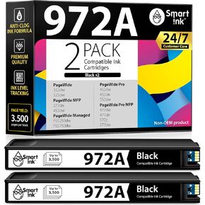 Smart Ink Compatible Ink Cartridge Replacement for HP 972A 972 (2 Pack Combo) to use with PageWide Pro 477dw 577dw 452dw 477dn 452dn 577z 552dw 377dw P55250dw Printers
