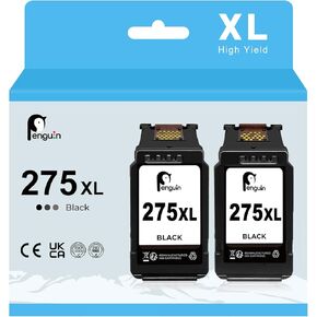 Penguin 275XL Black Ink Cartridge Replacement for Canon PG-275 for PIXMA TS3720 TS3722 TS3522 TS3520 TR4720 TR4722 TR4725 TR4700 Printers High Yield pg275xl 2 Black Combo Pack