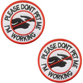 Antrix 2 PCS Service Dog Please Don't Pet Me I'm Working Patch Full Embroidered Hook & Loop Fastener Dog Emblem Patch for Service Dog Medium and Large Dogs Vests/Harnesses Clothes