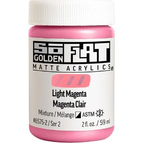 SoFlat Matte Acrylics by GOLDEN, Light Magenta, 2 fl. oz. Jar, Professional Acrylic Paint, Semi-Opaque