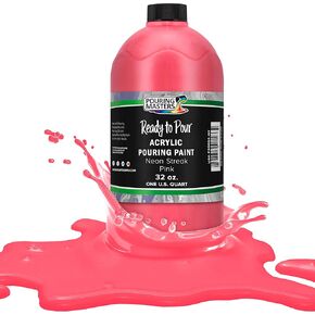 Pouring Masters Neon Streak Pink Acrylic Ready to Pour Pouring Paint - Premium 32-Ounce Pre-Mixed Water-Based - for Canvas, Wood, Paper, Crafts, Tile, Rocks and More