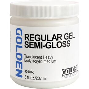 Regular Gel Semi-Gloss by GOLDEN, 8 fl. oz. Jar, Professional Acrylic Gel Medium, Semi-Transparent