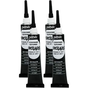 Pebeo Porcelaine 150, China Paint Outliner - Anthracite Black, 0.6 Fl Oz (Pack of 1) (036-006)