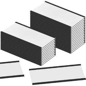 Fainne 30 Pcs C Channel Magnetic Label Holder 4 x 2 inches with White Card Inserts Clear Plastic Protectors Shelf Labels with Magnets Name Tags Magnetic Tool Labels for Metal Whiteboard Rack