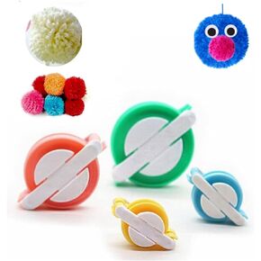 UrbAmerican 4 Pcs Different Sizes Pom-Pom Maker Fluff Ball Weaver Needle Craft DIY Wool Knitting Craft Tool Set for Kids and Adults, Yarn Machine