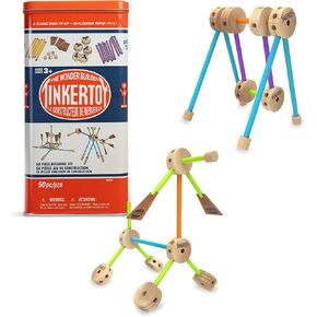 TINKERTOY - Retro Building Set Tin - 50 Pieces