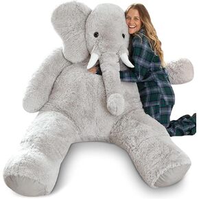 Vermont Teddy Bear Giant Elephant Stuffed Animal – 4 Foot Big Stuffed Elephant Plush from Giant Cuddle Collection Collectible Plushie for All Ages – Finished in The USA