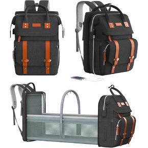 Diaper Bag Backpack with Changing Station, Large Diaper Bag, Multifunctional Diaper Bag, Baby Bag, Black