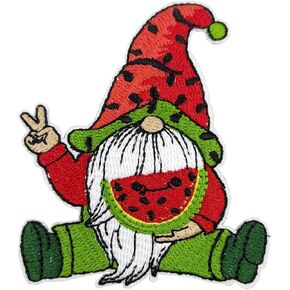 Watermelon Gnome Embroidered Iron On Patch Summer Emblem